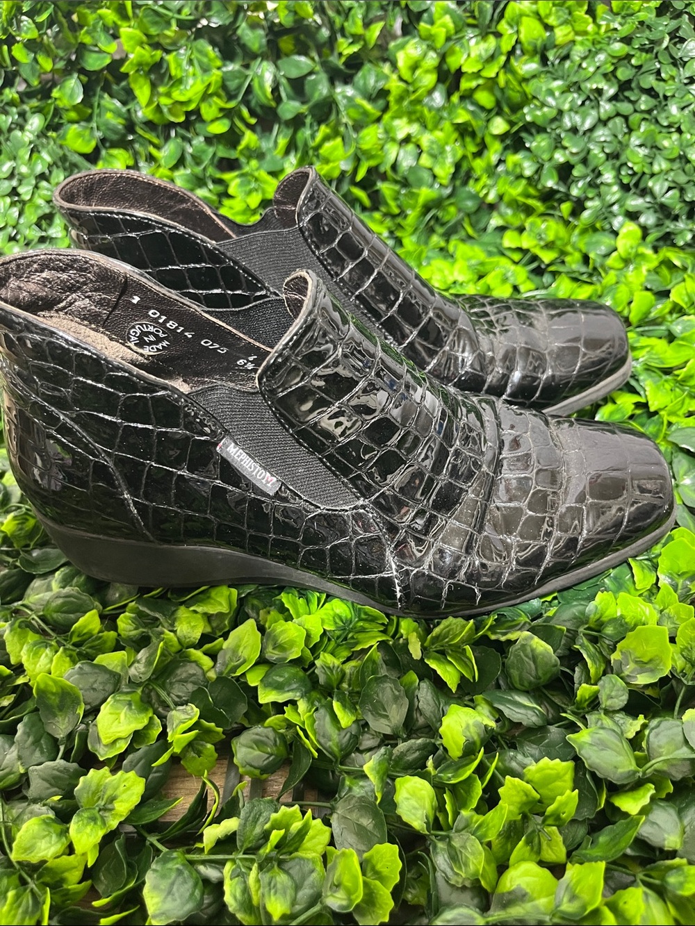 Mephisto Black Croc-Embossed Leather Women's Boots
